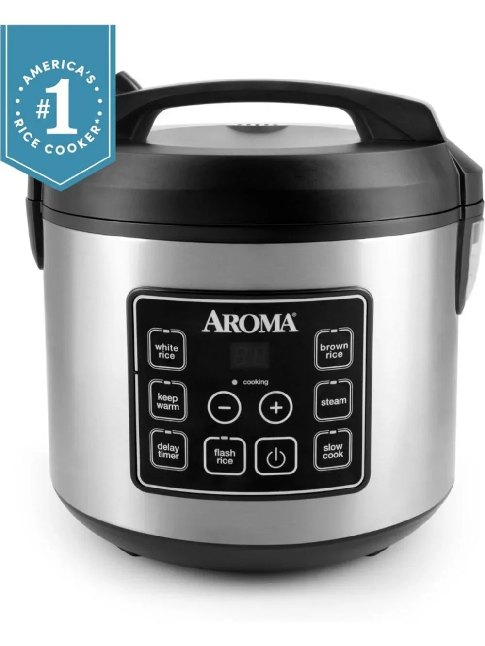 20-Cup Digital Rice Cooker & Steamer - Slow Cooker, Stainless Steel, Black
